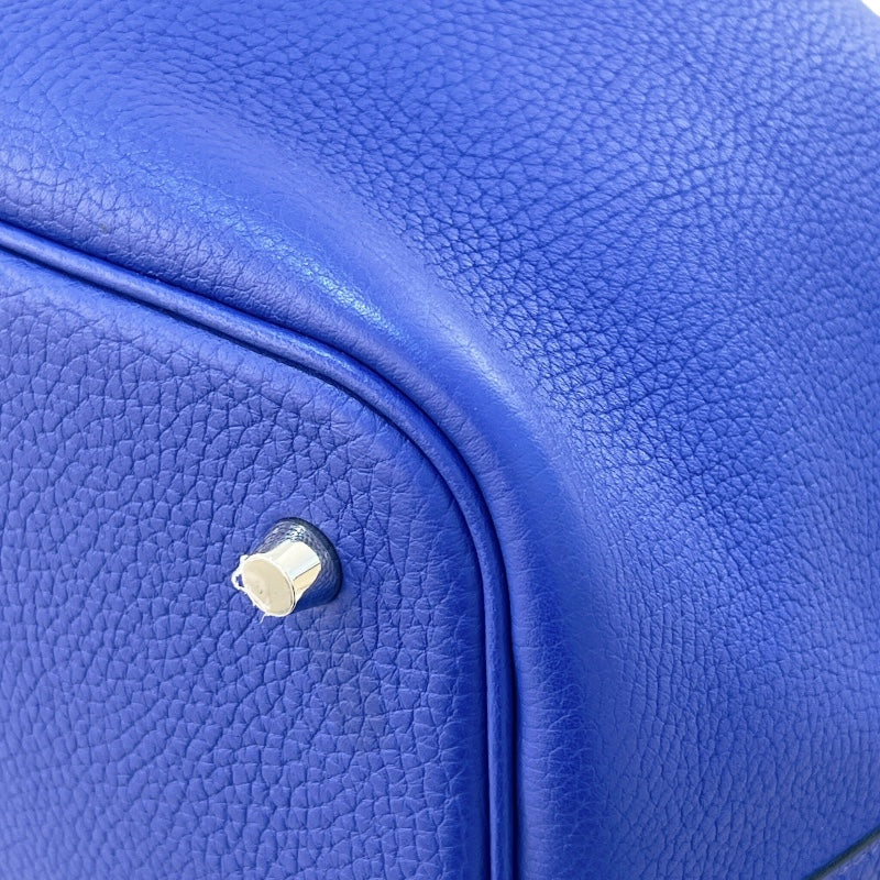 エルメス HERMES ピコタンロックタッチMM A刻 ブルーエレクトリック シルバー金具 トリヨン/アリゲーターマット レディース ハンドバッグ