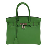 エルメス HERMES バーキン30 B刻 ヴェールユッカ シルバー金具 トゴ レディース ハンドバッグ