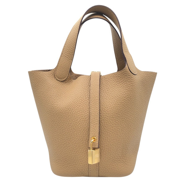 エルメス HERMES ピコタンロックPM W刻 タバックキャメル ゴールド金具  