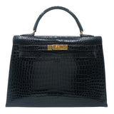 エルメス HERMES ケリー32 〇V刻 ブラック　GD金具 ポロサス レディース ショルダーバッグ