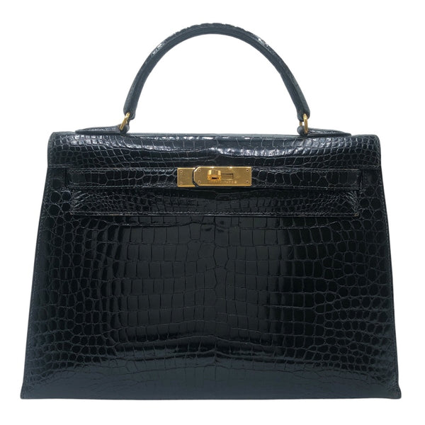 エルメス HERMES ケリー32 〇V刻 ブラック　GD金具 ポロサス レディース ショルダーバッグ