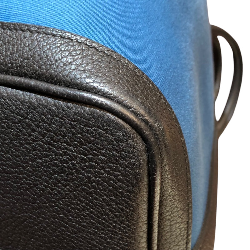 エルメス HERMES ガーデンパーティPM A刻 ブルー　シルバー金具 トワル ハンドバッグ