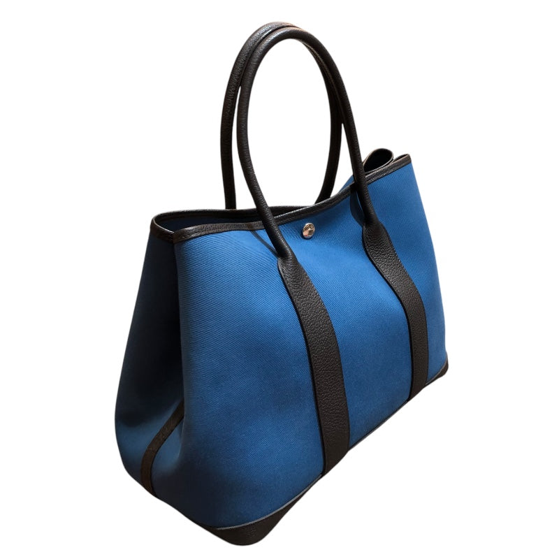 エルメス HERMES ガーデンパーティPM A刻 ブルー　シルバー金具 トワル ハンドバッグ