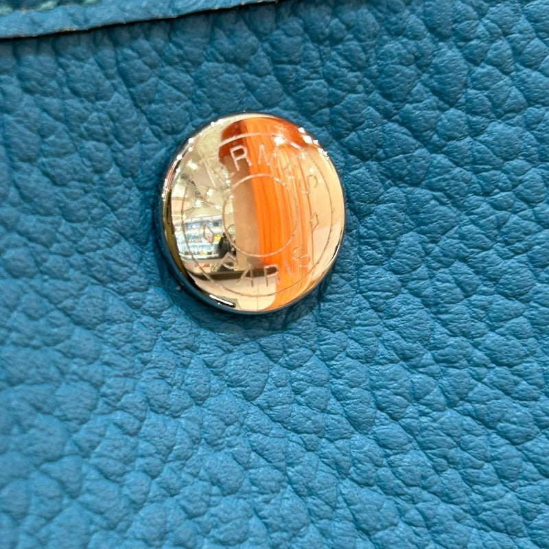 エルメス HERMES ガーデンパーティPM ▢R刻 ターコイズ/シルバー金具 カントリー レディース トートバッグ