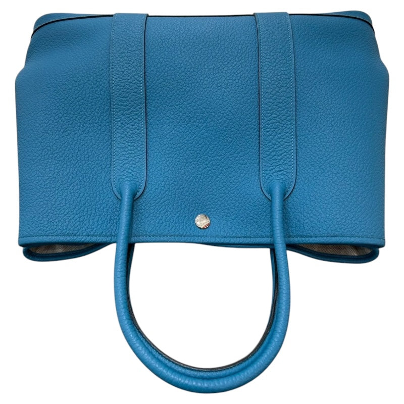エルメス HERMES ガーデンパーティPM ▢R刻 ターコイズ/シルバー金具 カントリー レディース トートバッグ