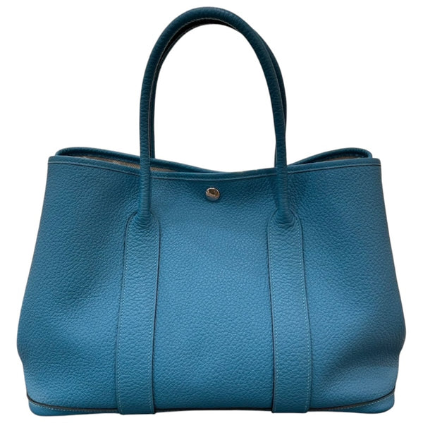 エルメス HERMES ガーデンパーティPM ▢R刻 ターコイズ/シルバー金具 カントリー レディース トートバッグ