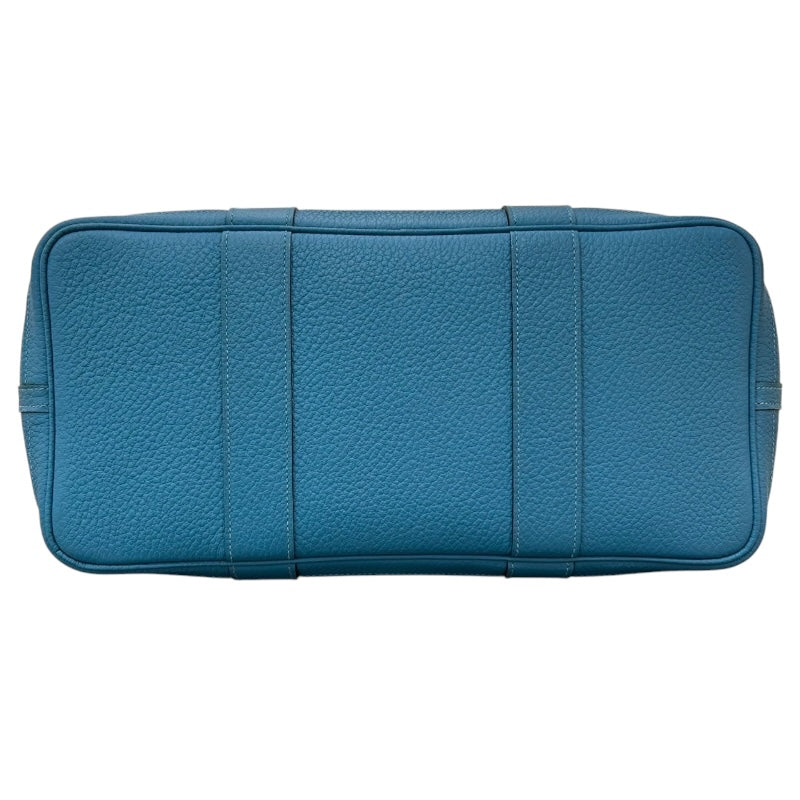 エルメス HERMES ガーデンパーティPM ▢R刻 ターコイズ/シルバー金具 カントリー レディース トートバッグ