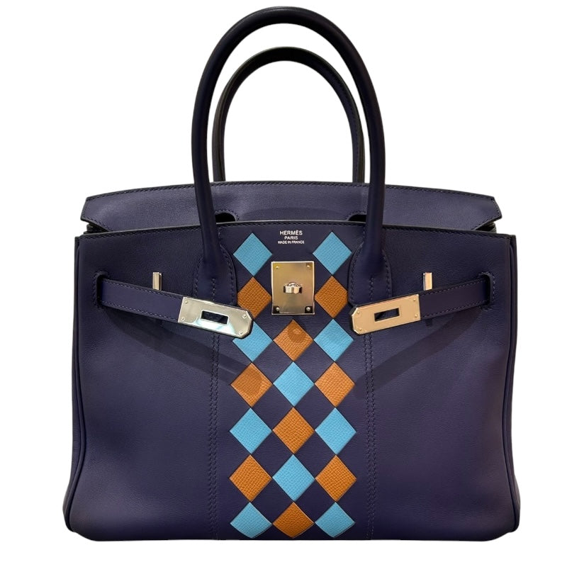 エルメス HERMES バーキン30　トレサージュ D刻 ブルーアンクル/SV金具 スイフト/エプソン レディース ハンドバッグ