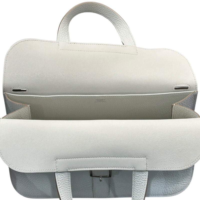 エルメス HERMES アルザン31 X刻印 ホワイト・シルバー金具 トリヨンクレマンス ユニセックス ハンドバッグ