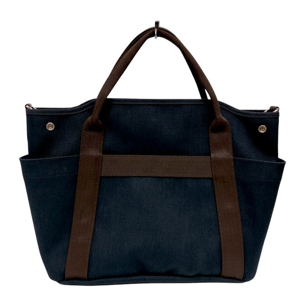 エルメス HERMES サックドパンサージュ D刻 ネイビー シルバー金具 トワル ユニセックス トートバッグ