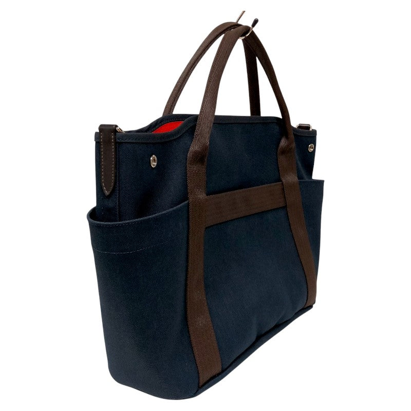 エルメス HERMES サックドパンサージュ D刻 ネイビー シルバー金具 トワル ユニセックス トートバッグ