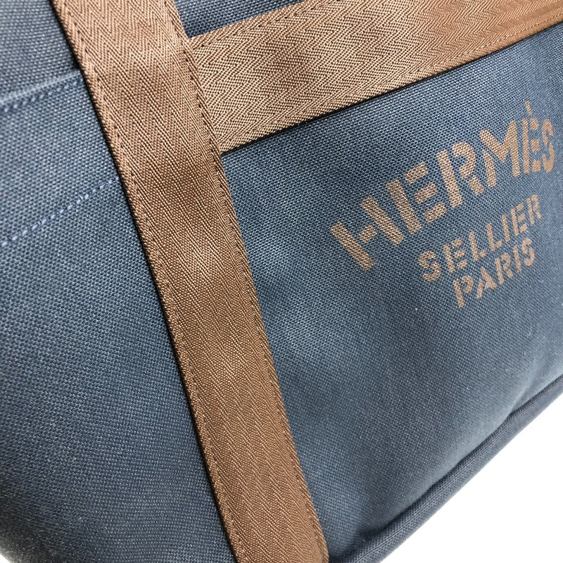 エルメス HERMES サックドパンサージュ D刻 ネイビー シルバー金具 トワル ユニセックス トートバッグ