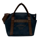 エルメス HERMES サックドパンサージュ D刻 ネイビー シルバー金具 トワル ユニセックス トートバッグ