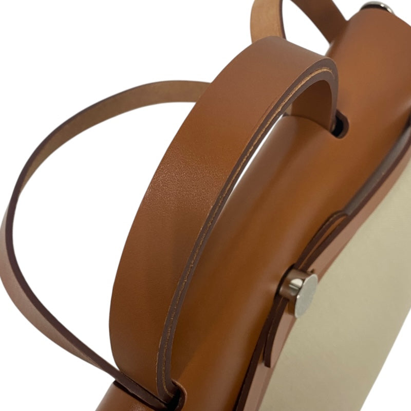 エルメス HERMES エールバッグジップPM B刻 ベージュ×ゴールド シルバー金具  トワル/ハンター レディース ショルダーバッグ