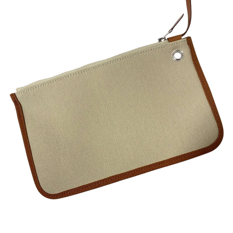 エルメス HERMES エールバッグジップPM B刻 ベージュ×ゴールド シルバー金具  トワル/ハンター レディース ショルダーバッグ