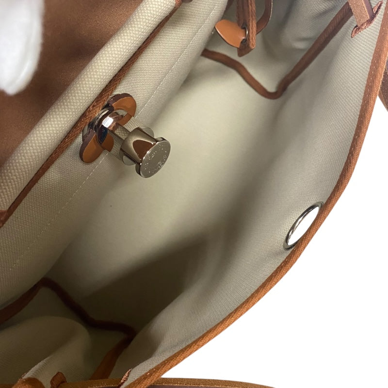 エルメス HERMES エールバッグジップPM B刻 ベージュ×ゴールド シルバー金具  トワル/ハンター レディース ショルダーバッグ