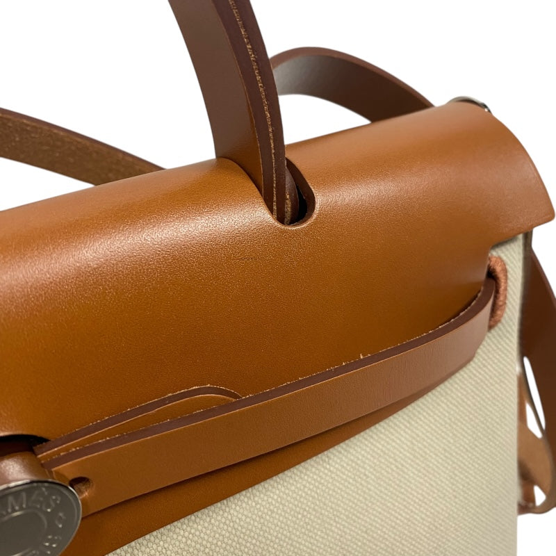 エルメス HERMES エールバッグジップPM B刻 ベージュ×ゴールド シルバー金具  トワル/ハンター レディース ショルダーバッグ