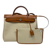エルメス HERMES エールバッグジップPM B刻 ベージュ×ゴールド シルバー金具  トワル/ハンター レディース ショルダーバッグ