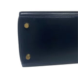 エルメス HERMES ケリー32 内縫い 〇X刻 ネイビー ゴールド金具 ボックスカーフ レディース ハンドバッグ