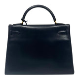 エルメス HERMES ケリー32 内縫い 〇X刻 ネイビー ゴールド金具 ボックスカーフ レディース ハンドバッグ