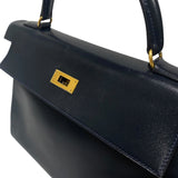 エルメス HERMES ケリー32 内縫い 〇X刻 ネイビー ゴールド金具 ボックスカーフ レディース ハンドバッグ