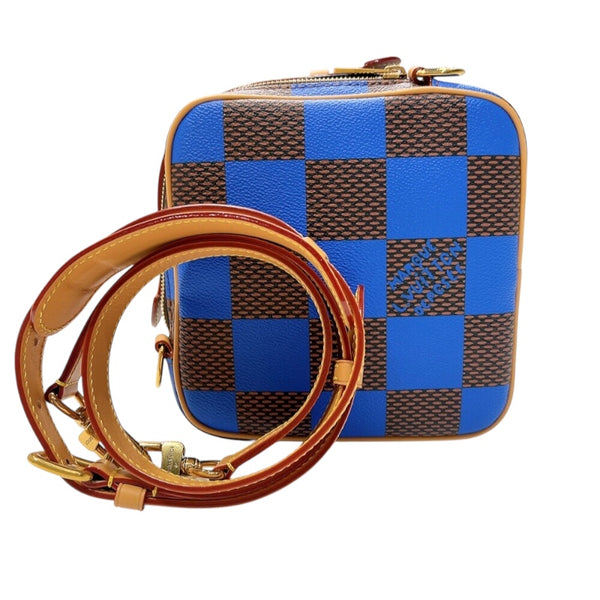 ルイ・ヴィトン LOUIS VUITTON チェス・メッセンジャー N40547 ブルー　ゴールド金具 ダミエ・ポップ メンズ ショルダーバッグ