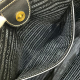 プラダ PRADA ロゴジャガード トートバッグ ブラウン×ブラック キャンバス/レザー レディース トートバッグ