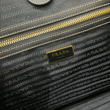 プラダ PRADA ロゴジャガード トートバッグ ブラウン×ブラック キャンバス/レザー レディース トートバッグ