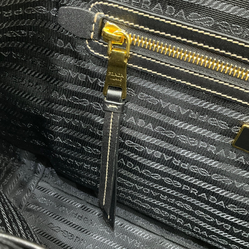 プラダ PRADA ロゴジャガード トートバッグ ブラウン×ブラック キャンバス/レザー レディース トートバッグ