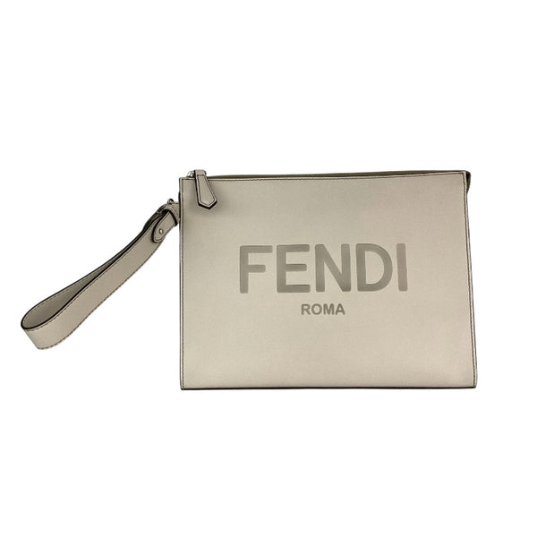 美品 フェンディ FENDI クラッチバッグ グレー×レッド