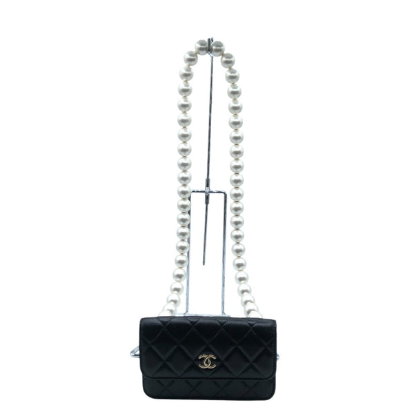 シャネル CHANEL マトラッセパールチェーンウォレット AP1839 ブラック・ゴールド金具 ラムスキン レディース ショルダーバッグ