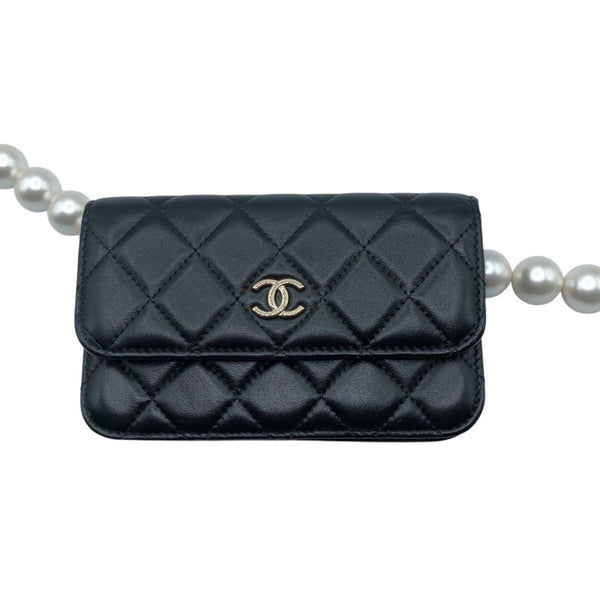 シャネル CHANEL マトラッセパールチェーンウォレット AP1839 ブラック・ゴールド金具 ラムスキン レディース ショルダーバッグ