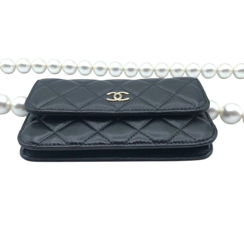 シャネル CHANEL マトラッセパールチェーンウォレット AP1839 ブラック・ゴールド金具 ラムスキン レディース ショルダーバッグ