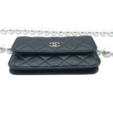 シャネル CHANEL マトラッセパールチェーンウォレット AP1839 ブラック・ゴールド金具 ラムスキン レディース ショルダーバッグ