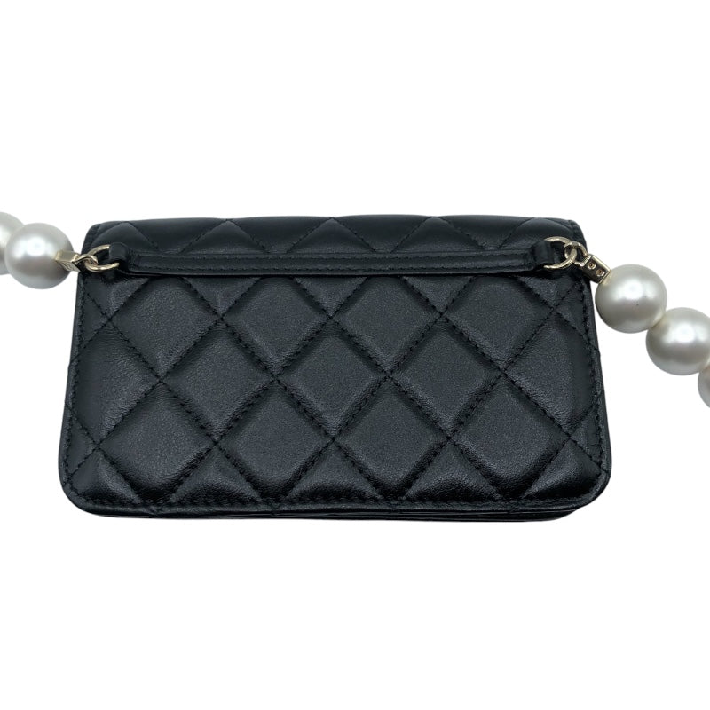 CHANEL チェーンウォレット　コインパース　マトラッセ　ショルダー　パール CHANEL チェーンウォレットコインパースマトラッセショルダーパール