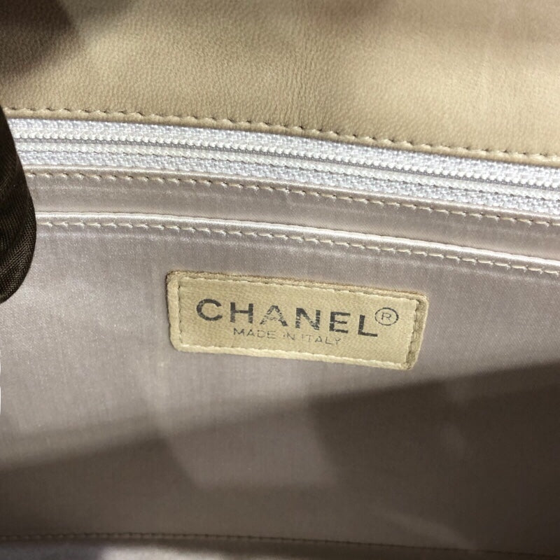 シャネル CHANEL ニュートラベルライン チェーンショルダー A15285 ベージュ SV金具 ナイロンジャガード レディース ショルダーバッグ