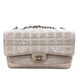 シャネル CHANEL ニュートラベルライン チェーンショルダー A15285 ベージュ SV金具 ナイロンジャガード レディース ショルダーバッグ