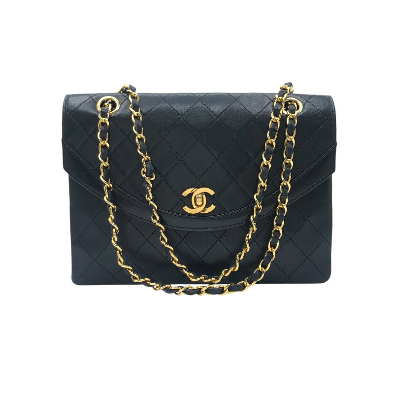 シャネル CHANEL マトラッセショルダーバッグ ブラック・ゴールド金具  カーフ レディース ショルダーバッグ