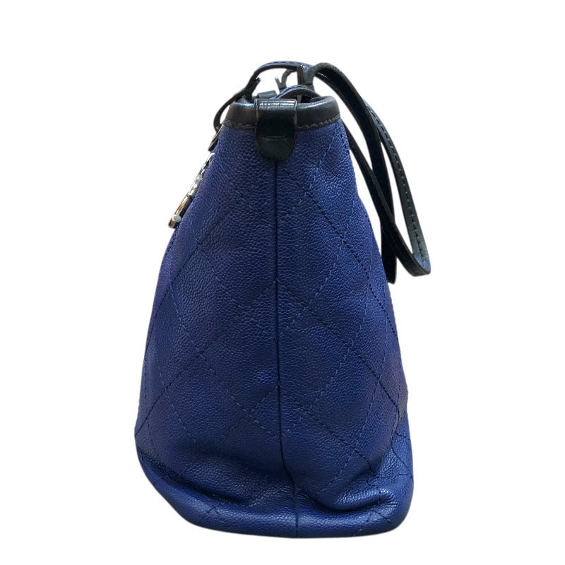 シャネル CHANEL オンザロード　ワイルドステッチ トートバッグ A92211 ネイビー　SV金具 キャビアスキン ユニセックス トートバッグ