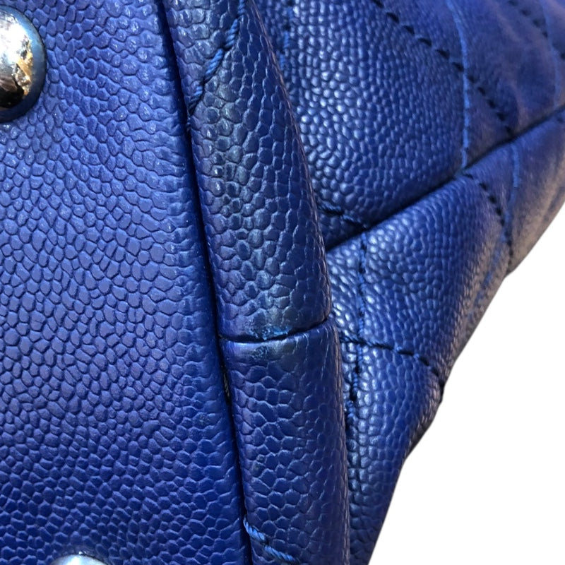 シャネル CHANEL オンザロード　ワイルドステッチ トートバッグ A92211 ネイビー　SV金具 キャビアスキン ユニセックス トートバッグ