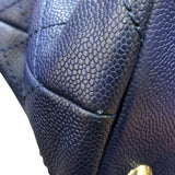 シャネル CHANEL オンザロード　ワイルドステッチ トートバッグ A92211 ネイビー　SV金具 キャビアスキン ユニセックス トートバッグ