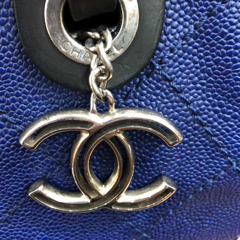 シャネル CHANEL オンザロード　ワイルドステッチ トートバッグ A92211 ネイビー　SV金具 キャビアスキン ユニセックス トートバッグ