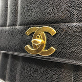 シャネル CHANEL ターンロックマドモアゼルハンドバッグ ブラック　GD金具 キャビアスキン レディース ハンドバッグ