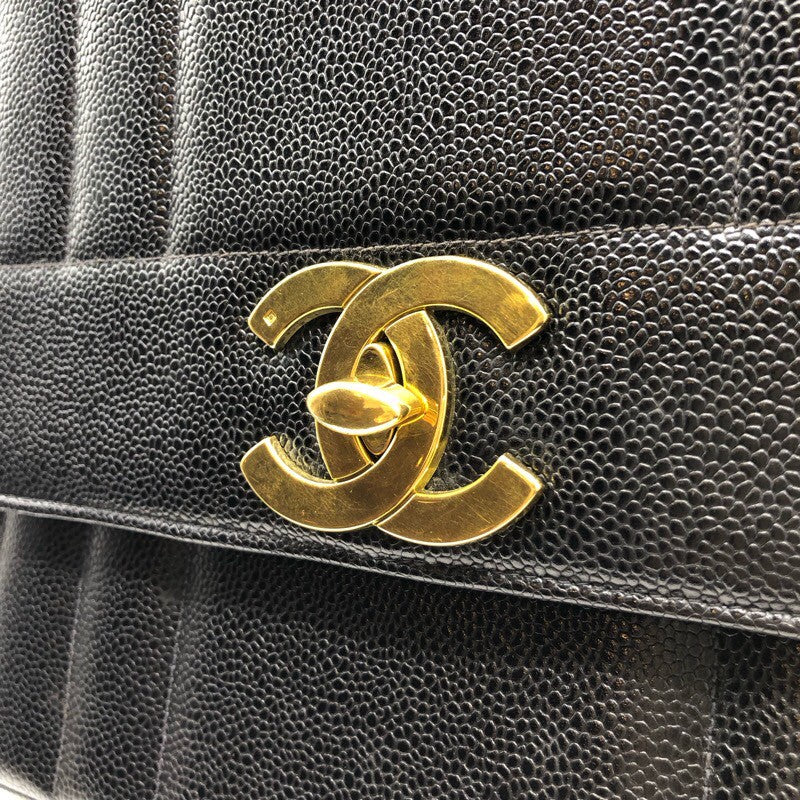 シャネル CHANEL ターンロックマドモアゼルハンドバッグ ブラック　GD金具 キャビアスキン レディース ハンドバッグ