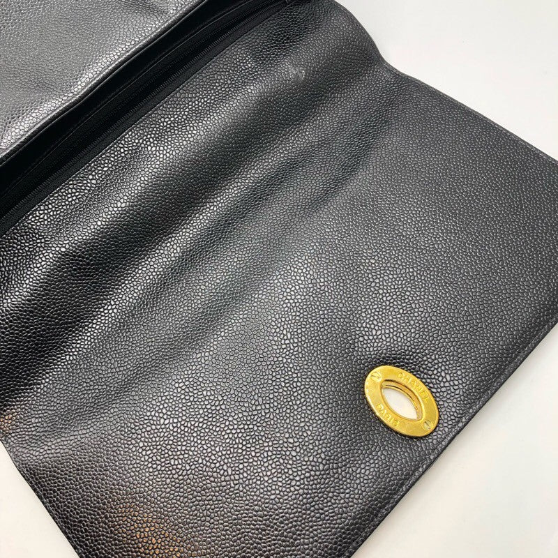 シャネル CHANEL ターンロックマドモアゼルハンドバッグ ブラック　GD金具 キャビアスキン レディース ハンドバッグ