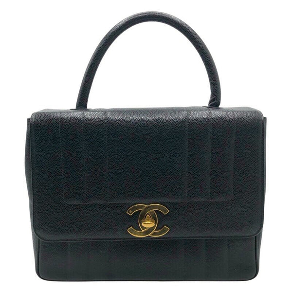 シャネル CHANEL ターンロックマドモアゼルハンドバッグ ブラック　GD金具 キャビアスキン レディース ハンドバッグ
