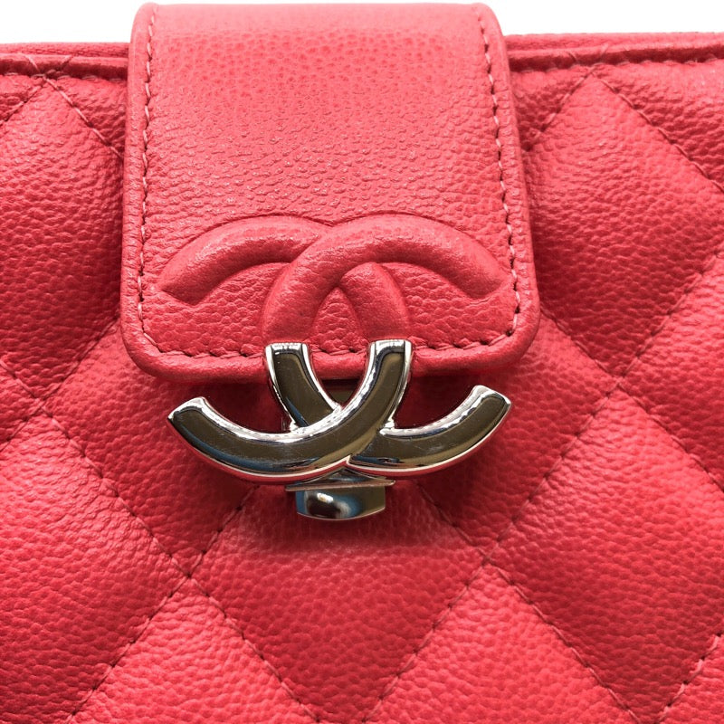 シャネル CHANEL マトラッセチェーンウォレット ピンク・シルバー金具 キャビア レディース ウォレットチェーン