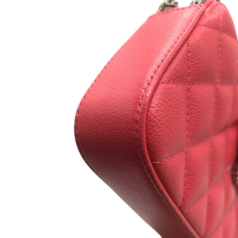 シャネル CHANEL マトラッセチェーンウォレット ピンク・シルバー金具 キャビア レディース ウォレットチェーン