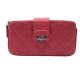 シャネル CHANEL マトラッセチェーンウォレット ピンク・シルバー金具 キャビア レディース ウォレットチェーン