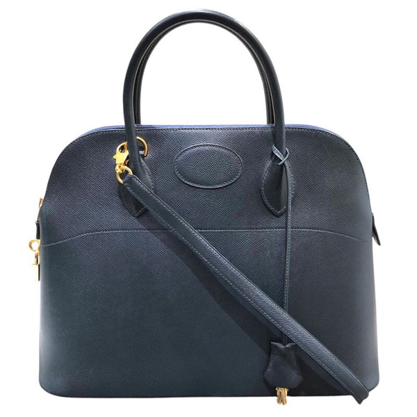 エルメス HERMES ボリード35  ○Z刻 ブルーインディゴ　ゴールド金具 クシュベル レディース ハンドバッグ